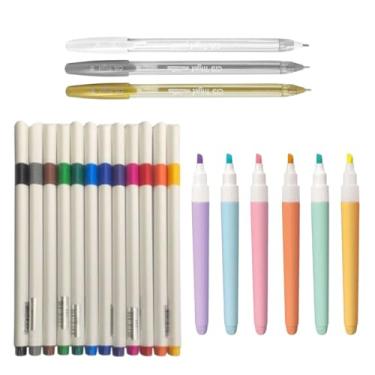 Imagem de Kit Escolar com 21 Itens Conjunto Lettering Marcador Pastel Ponta Fina Colorido Texto Canetas Aula