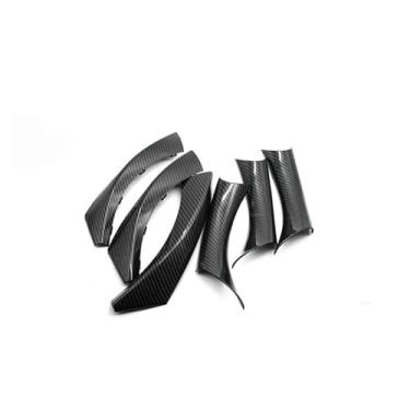 Imagem de Estilo do carro painel da porta pega capas de fibra carbono padrão textura apoio braço guarnição protetora compatível para bmw série 3 e90 e91 318 320 325(BEIGE)