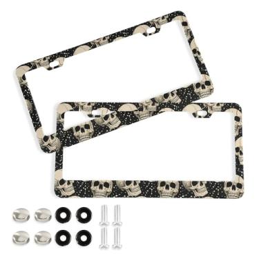 Imagem de SEHANY Molduras de placa de carro estilo gótico, moldura de placa de carro de alumínio à prova de ferrugem com furos e parafusos elípticos serve para veículos padrão dos EUA tamanho acessórios de