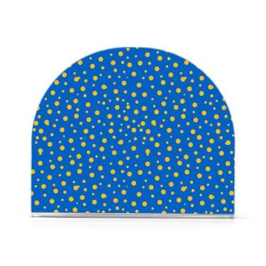 Imagem de Porta-guardanapos de mesa de bolinhas azuis amarelas, conjunto de 2, porta-guardanapos de coquetel de acrílico, porta-guardanapos para guardanapos de pano