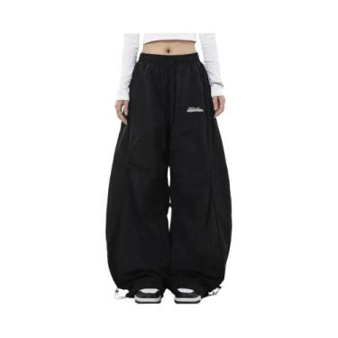 Imagem de Calças De Moletom Femininas Oversize Com Pernas Largas, Cintura Baixa,