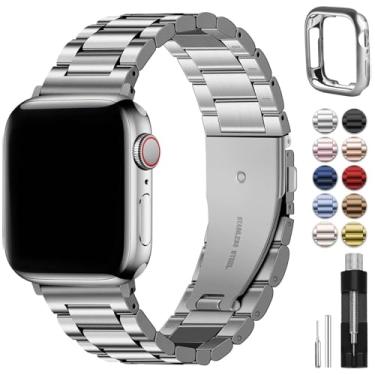 Imagem de IENYU Pulseiras de relógio Apple Watch de aço inoxidável de 49 mm, 45 mm, 44 mm, 42 mm, 41 mm, 40 mm e 38 mm, com capa para relógio Ultra2 Ultra Series 9 8 7 6 5 4 3 2 1 SE SE2, 38/40/41mm, Ágata