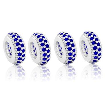 Imagem de 4 Berloque Prata 925 P/pulseira Separador Pneuzinho Zirconia - La&Ny P