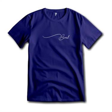 Imagem de Camiseta Básica Patriota Brasil Letra Cursiva Malha Fria - Sete Sete E