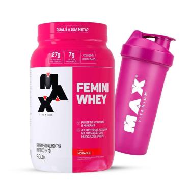 Imagem de Combo Max Titanium Femini Whey 900g e Coqueteleira Rosa-Feminino