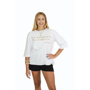 Imagem de Camiseta Oversized Feminina Cântico 4:7 - Black Woman Moda &Amp; Co, P
