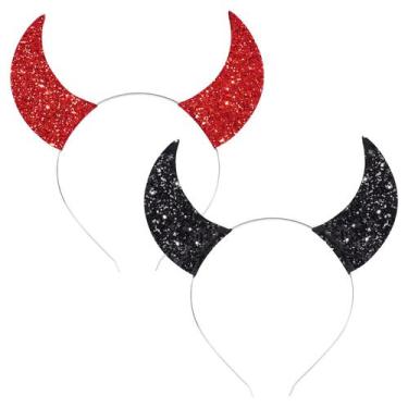 Imagem de Bandana Jmkcoz Devil Horns, fantasia de Halloween, preta, vermelha