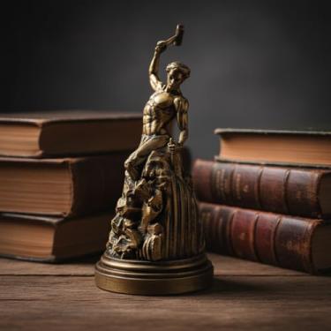 Imagem de Estátua Self Made Man Motivação & Inspiração - Impressão 3D (Pintura Ouro Velho, 20 cm)