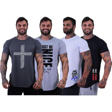 Imagem de Kit 4 Camiseta Longline Masculina MXD Conceito Básico Sport Fitness Silk Screen-Masculino