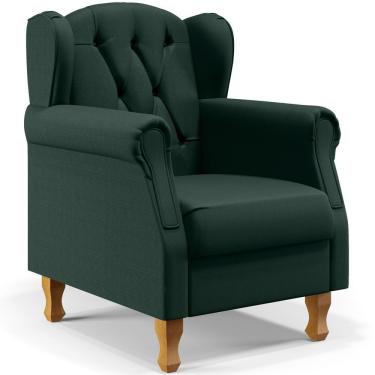 Imagem de Poltrona Para Sala De Estar Yara P02 Linho Verde Musgo