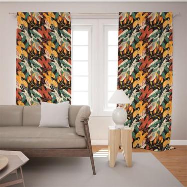 Imagem de Cortina Tecido Oxford Sala Folhagens Diversas Estampadas - 140x220cm -