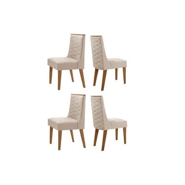 Imagem de Kit 4 Cadeiras Sala Jantar Dafne 4 Un Naturalle/Suede Creme - Rufato
