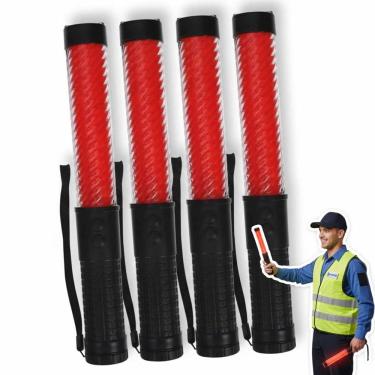 Imagem de Bastao Sinalizador Kit 4 Uni Apito Baliza Lanterna Transito Estacionamento Guarda Obra Manobrista Recarregavel Evento