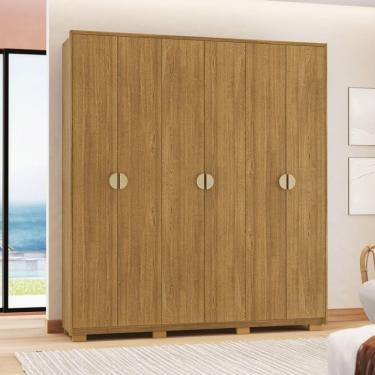 Imagem de Guarda Roupa Casal Noronha 6 Portas de Giro 4 Gavetas MDF Nature Vila Rica