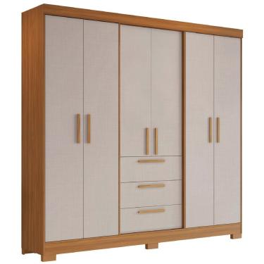 Imagem de Guarda Roupa Casal Croácia 6 Portas de Bater 3 Gavetas MDP Madeirado - Off White