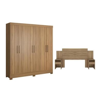 Imagem de Guarda Roupa Casal Ferrara 6 Portas de Bater 3 Gavetas MDP Amêndola Off-white Casa H