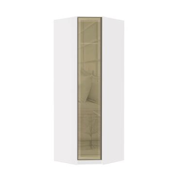 Imagem de Guarda Roupa Canto Diagonal Prime 1 Porta Alumínio com Vidro Reflecta Bronze MDP 15mm Branco Luciane