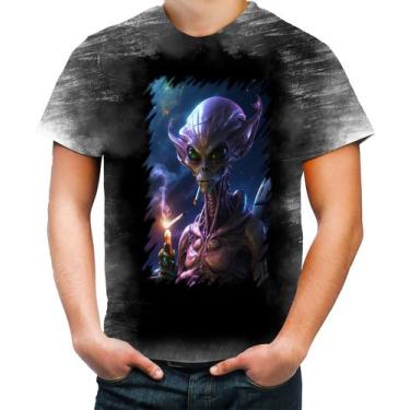Imagem de Camiseta Desgaste Alien ET Fumando Alienígena 4 - Kasubeck Store®, Bab