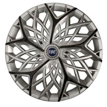 Imagem de Calota esportiva aro 13 moove silver black + emblema resinado fiat azu