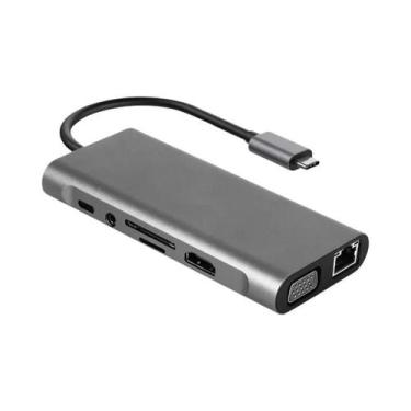 Imagem de Hub Tipo C 4K 30Hz Adaptador USB C Para HDMI 11 Em 1 Estação De Dockin