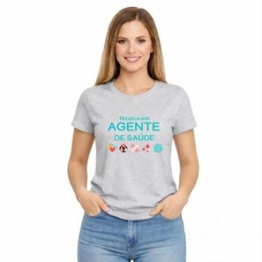 Imagem de Camiseta Feminina Agente de Saúde Slim Básica Manga Curta Moda Casual-Feminino