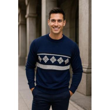 Imagem de Sueter masculino social frio blusa casaco la - Generica, Azul, u