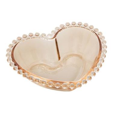 Imagem de Saladeira 21 cm de cristal âmbar coração Pearl Wolff - 28400