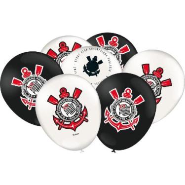 Imagem de Balão Decorado 9 POL Emblema Corinthians 2023 Pacote com 25 Unidades -