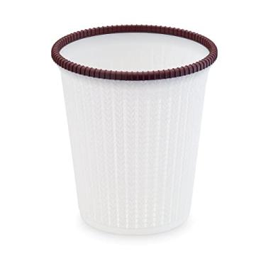 Imagem de Cesto Lixeira Redonda Trançado de Plástico Decorativo Duo-Color - Branco