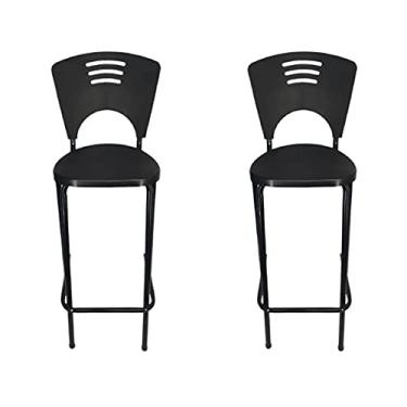 Imagem de KIT Jogo 2 Banqueta Alta Preta Balcão Cozinha Jardim Luxo