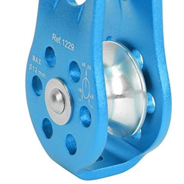 Imagem de Zyyini Polia lateral fixa, polia lateral fixa de alumínio leve de aviação bloco de polia de corda de elevação de roda única para proteção de montanhismo e engenharia (azul)