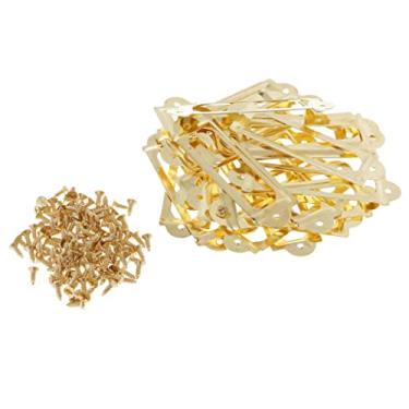 Imagem de dailymall 20 conjuntos de molduras de etiquetas para gavetas de rótulos com furo duplo para prateleiras de armário – Dourado