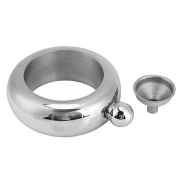 Imagem de Frasco de quadril, em forma de pulseira à prova de vazamento pote de vinho com álcool Flagon garrafa escondida portátil com uma pulseira de funil Artigos para bebida alcoólica presente de vinho para homens mulheres (prata)