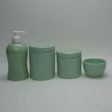Imagem de Kit Higiene Bebe Porcelana 4 Peças Verde Bebe - Cris Rossi Decorações