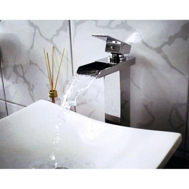 Imagem de Torneira Cromada Banheiro Quadrada Alta Lavatório T103-06l Luuk Young