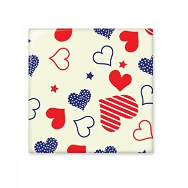 Imagem de Azulejo de cerâmica com pentagrama em forma de coração azul vermelho brilhante decalque adorno de tijolos vitrificados