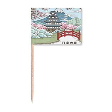 Imagem de Mount Sakura Japan Ukiyo-e Bandeiras de palito para decoração de festa