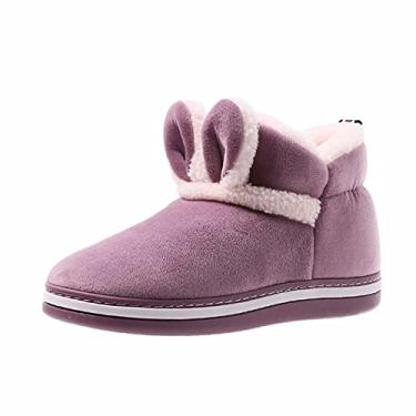 Imagem de Sweet Rabit Ears Botas de inverno para viagem de neve e sapatos femininos de veludo botas de caminhada resistentes à água para mulheres, sapatos de caminhada com bico redondo, tênis