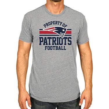 Imagem de Camiseta NFL Adulta Property of Short Sleeve Leve, camiseta oficial do time, equipamento para homens e mulheres (New England Patriots - cinza, adulto médio)