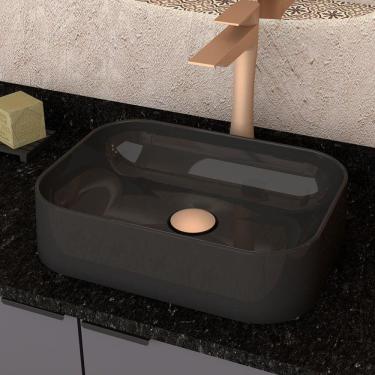 Imagem de Cuba de Apoio para Banheiro em Mármore Sintético Luna Cozimax Preto