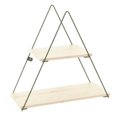 Imagem de Prateleira Decorativa Geométrica Triangular, Cor Verde Microtextura com Madeira Legno, Metaltru