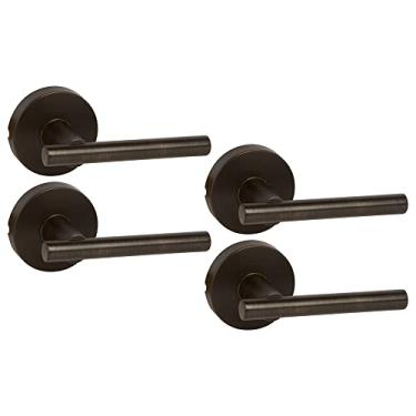 Imagem de Designers Impressions Kain Design Maçaneta de porta Euro sem giro bronze polido a óleo para portas de armário (não funciona), pacote com 4