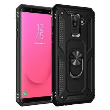 Imagem de Capa à prova de choque para Samsung Galaxy A6 A7 A8 A9 J4 J6 J8 Plus A50S A40S A10 A20S A30S M30 A70 Kickstand armadura Capa de telefone, preta, A8 2018