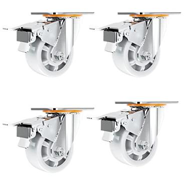 Imagem de Roda giratória resistente à prova de perfuração, roda de transporte industrial de carrinho com freio, rodas fixas de nylon, 10 cm, 12 cm, 12 cm, 15 cm, 20 cm, para manuseio de fábrica, cargas pesadas,