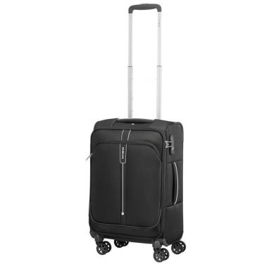 Imagem de Mala de Bordo Pequena para Viagem em Poliéster SAMSONITE Popsoda Cadeado TSA e Rodas Duplas Preta-Unissex