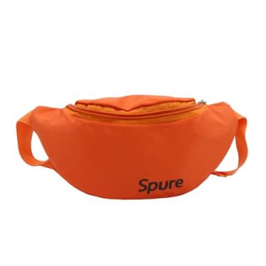 Imagem de ZGMYC Pochete infantil para meninos e meninas, moda, cor sólida, pequena, bolsa de cinto ajustável para esportes e corrida, Laranja, one size, Tendência