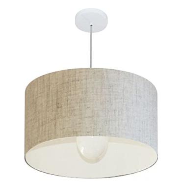 Imagem de Lustre Pendente Cilíndrico Cúpula Tecido 60x30 cm, Vivare Iluminação, Pendente4169 RST, Rustico Bege, Grande