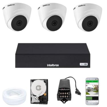 Imagem de Jogo Monitoramento Cftv 3 Câmeras Vigilancia Intelbras Via App Dvr 4 Canais
