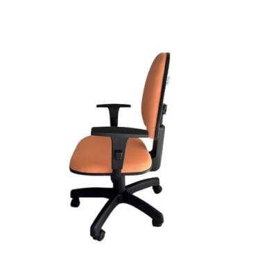 Imagem de Cadeira Executiva Diretor Back System Estofada Giratória em Tecido 100% Poliéster Com Braços (Salmão)