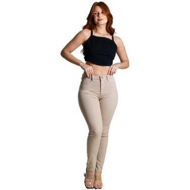 Imagem de Calça Feminina Original Sawary jEANS Cintura Alta com lycra, Bege, 46